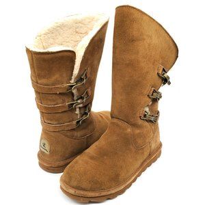 BearPaw Jenna Hickory Sheepskin Size 7 Suede Boots